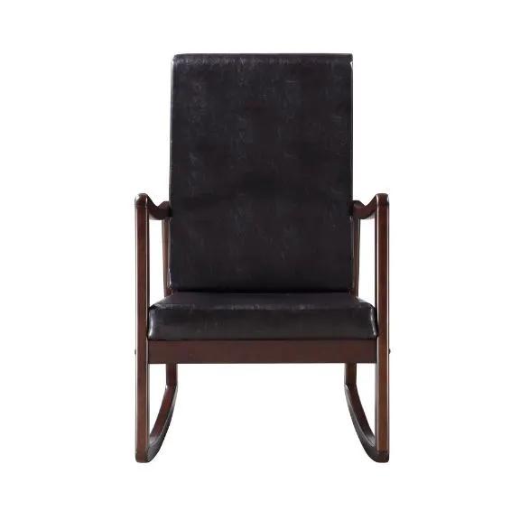 Raina - Rocking Chair - Dark Brown Synthetic Leather & Espresso by Unique Piece Furniture