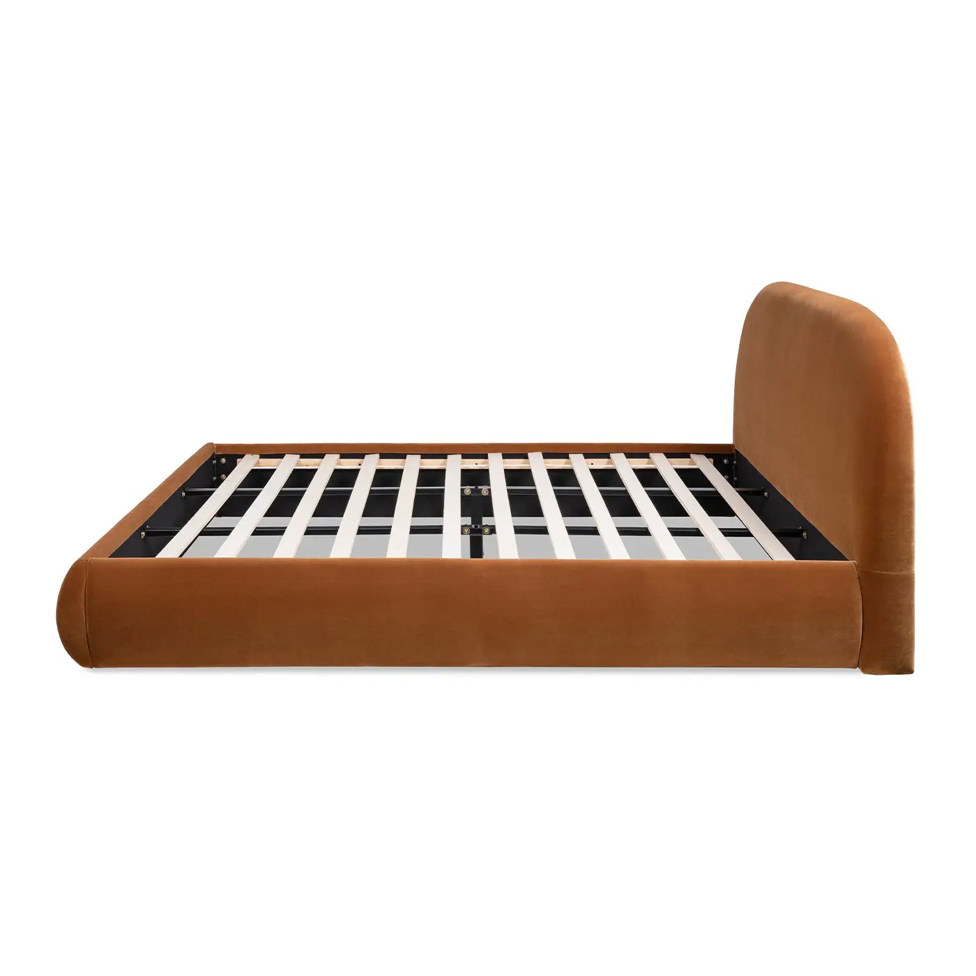 Archie Puffy Grounded Upholstered Platform Bed, King, Burnt by HouseOfZazla