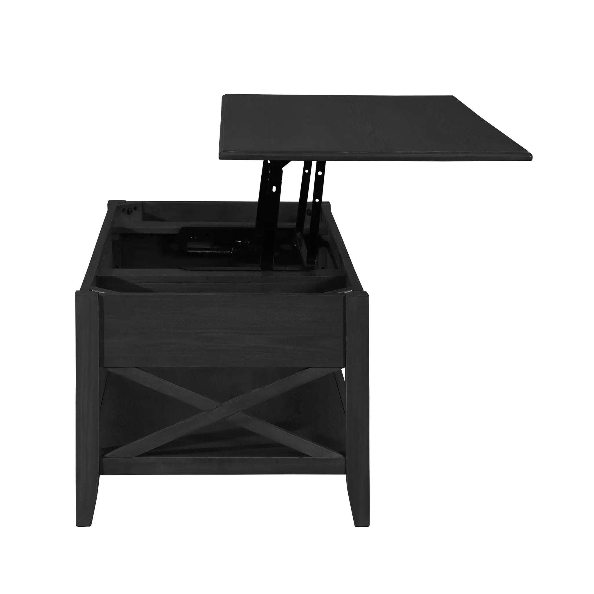Decatur Farmhouse Lift Top Coffee Table With Storage - Black / Ash by HouseOfZazla