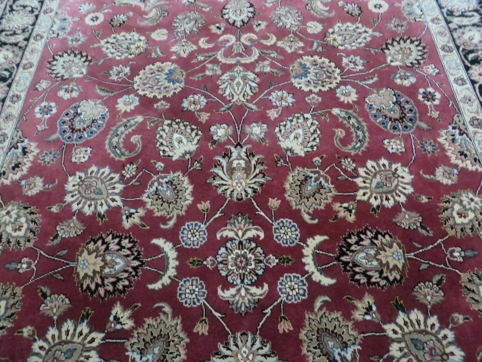 6' X 9' Vintage Handmade Fine India Floral Oriental Silk Accent Wool Rug Carpet by Jewel Rugs