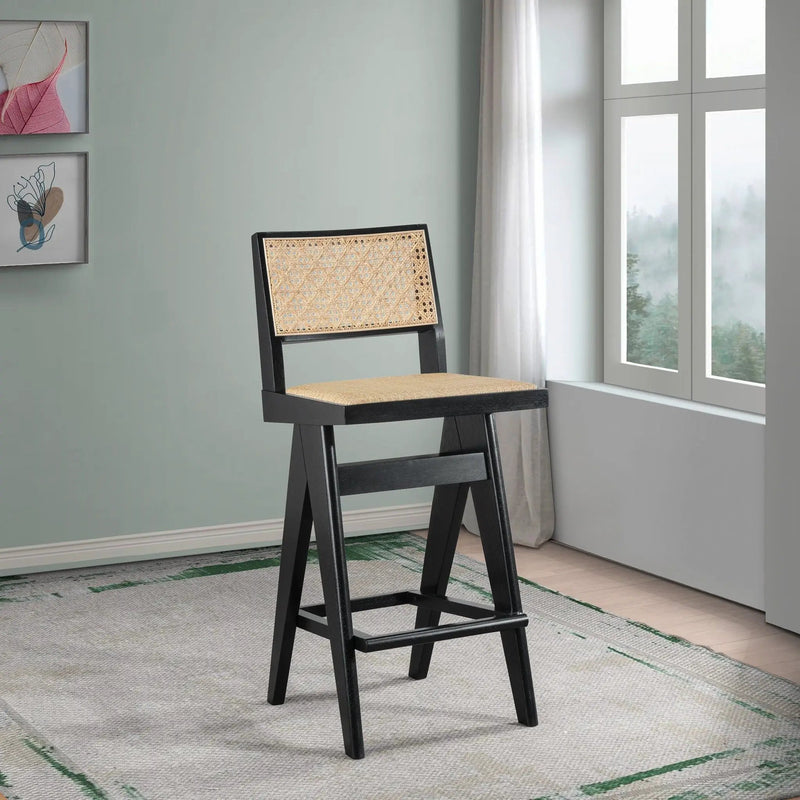 Keira - Bar Stool (Set of 2) - Black / Rattan by HouseOfZazla