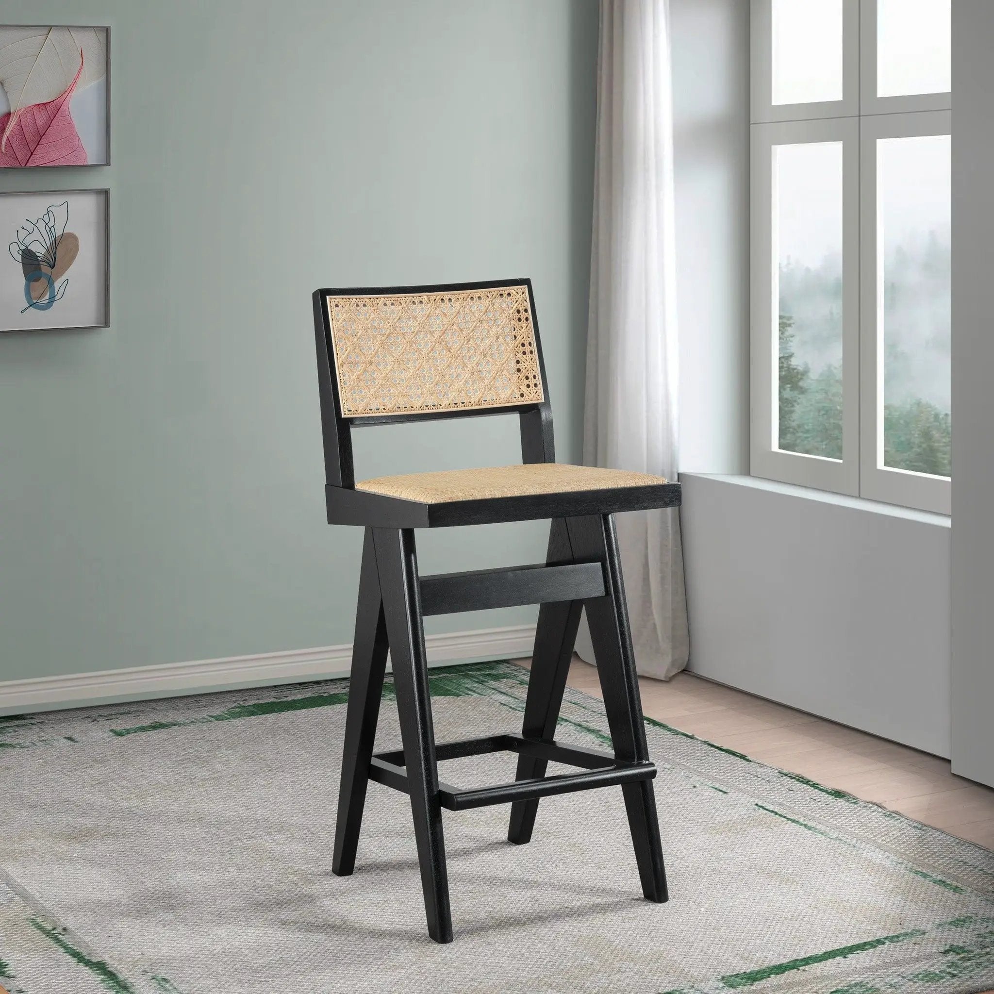 Keira - Bar Stool (Set of 2) - Black / Rattan by Unique Piece Furniture