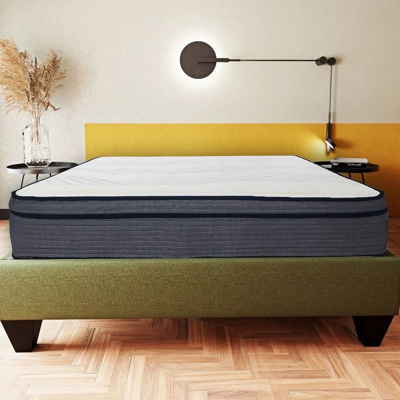 Hybrid Plush Foam Mattress, Soft Polyester Knit Cover, Multi Layer Foam Mattress - White / Gray - King by Unique Piece Furniture
