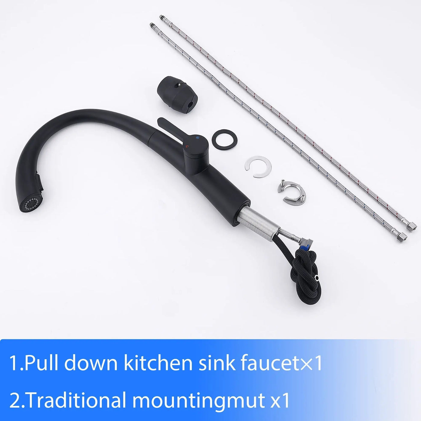 Elegant Single Handle Stainless Steel Pull Out Kitchen Faucet With High Arch Spout by HouseOfZazla
