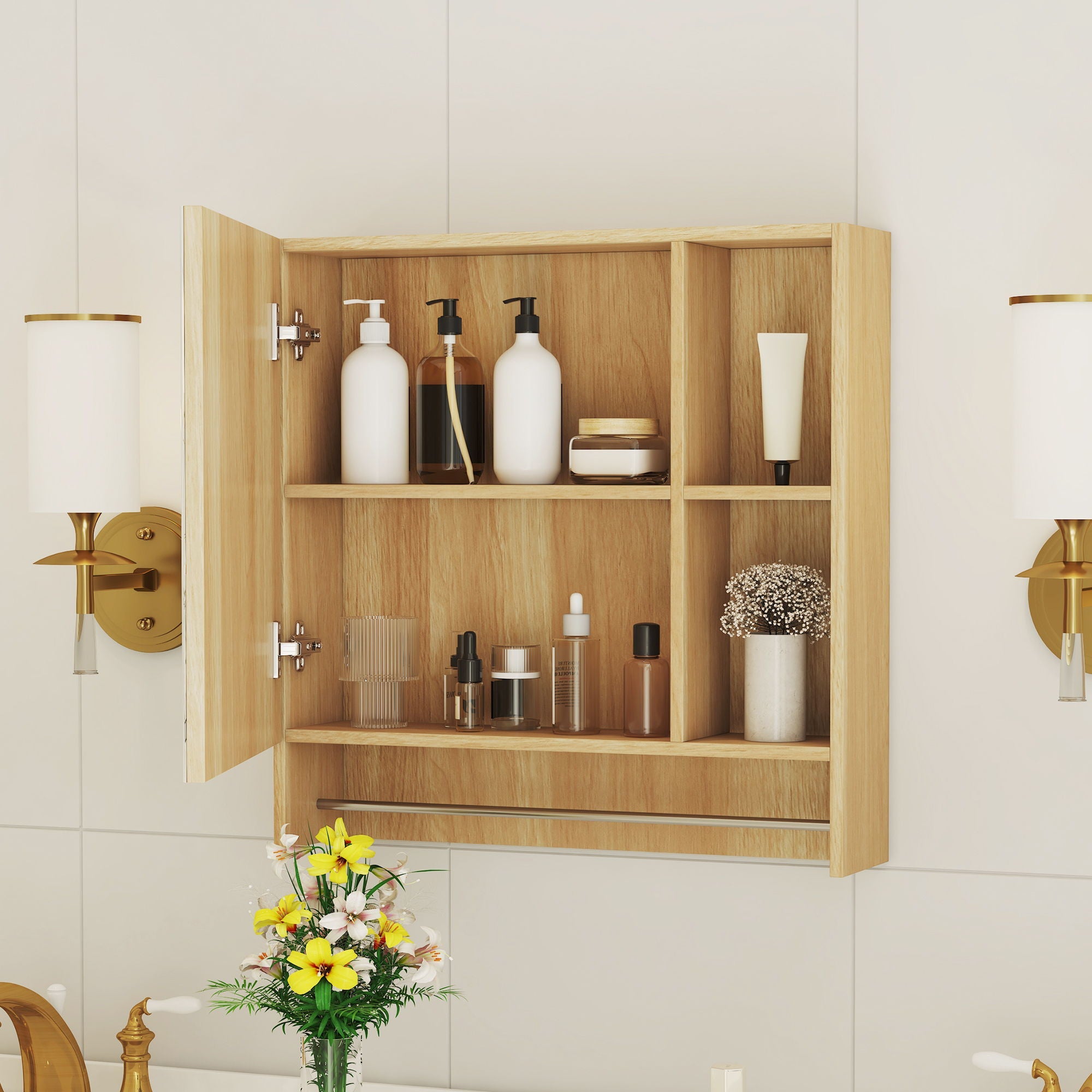 Bathroom Mirror Medicine Cabinet Wall Mounted With Shelves by HouseOfZazla