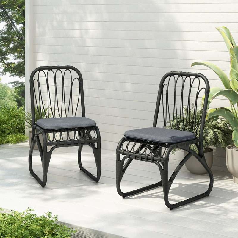 Outdoor Wicker Dining Chairs With Washable Cushions (Set of 2) by HouseOfZazla