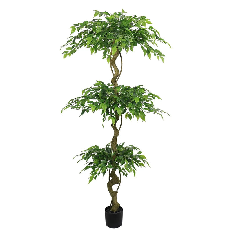 Artificial Ficus Tree With Pot For Home Decor Indoor Plant - Green by Unique Piece Furniture