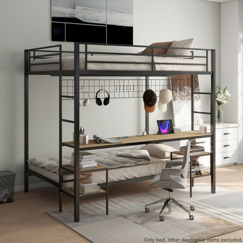 Ethan - Bunk Bed With Desk, Charging Station, Storage Shelves by Unique Piece Furniture