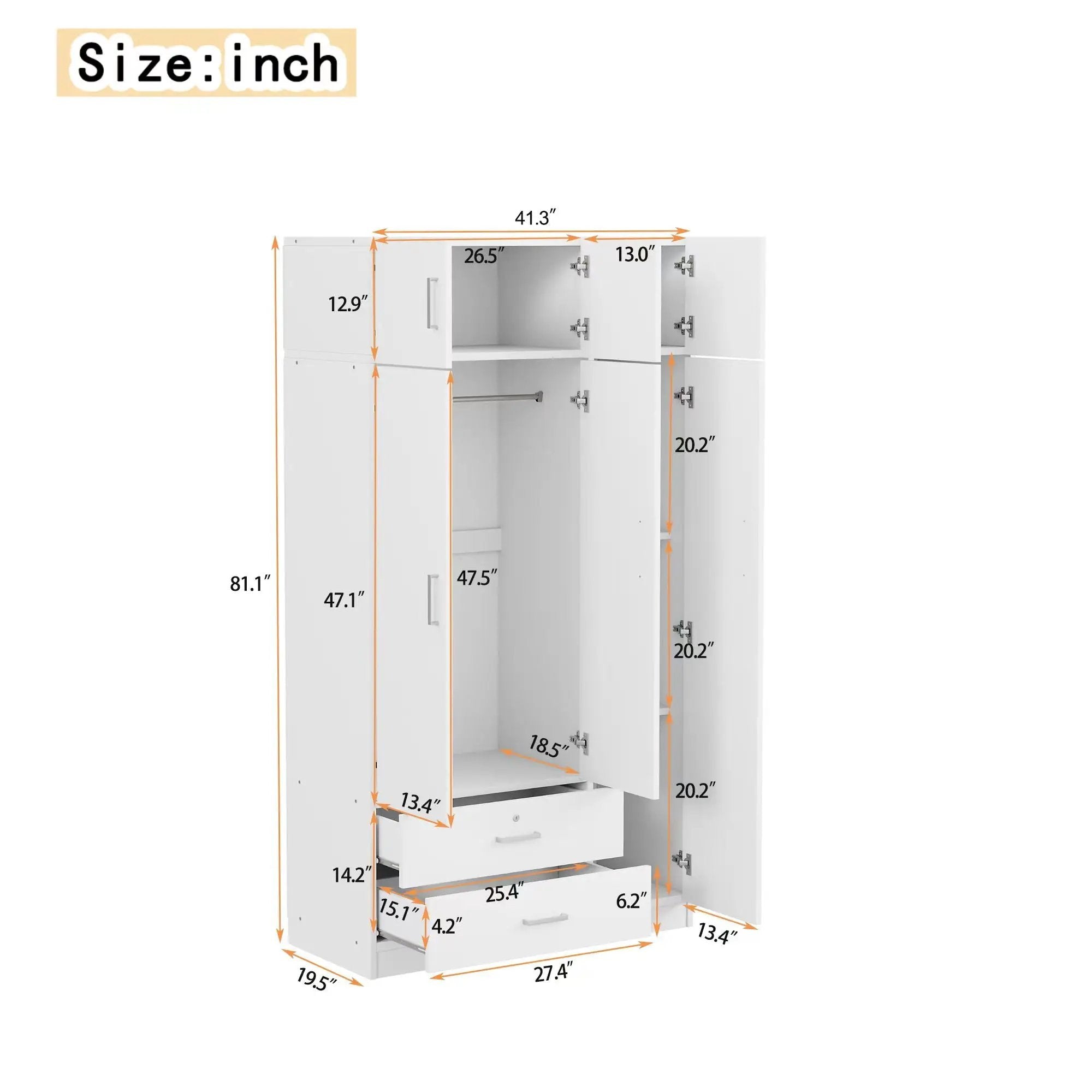 Modern 3 Door Mirror Wardrobe With 2 Drawers And Top Cabinet by HouseOfZazla