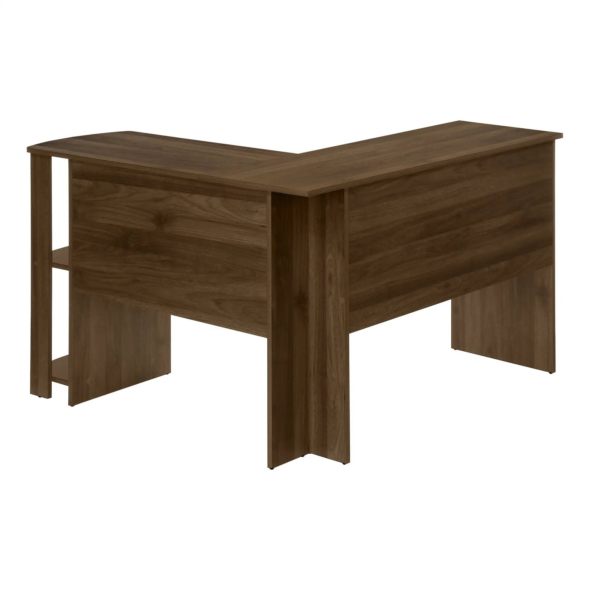 Computer Desk, Home Office, Corner, Storage Shelves, L Shape, Laptop, Contemporary & Modern - Walnut by Unique Piece Furniture