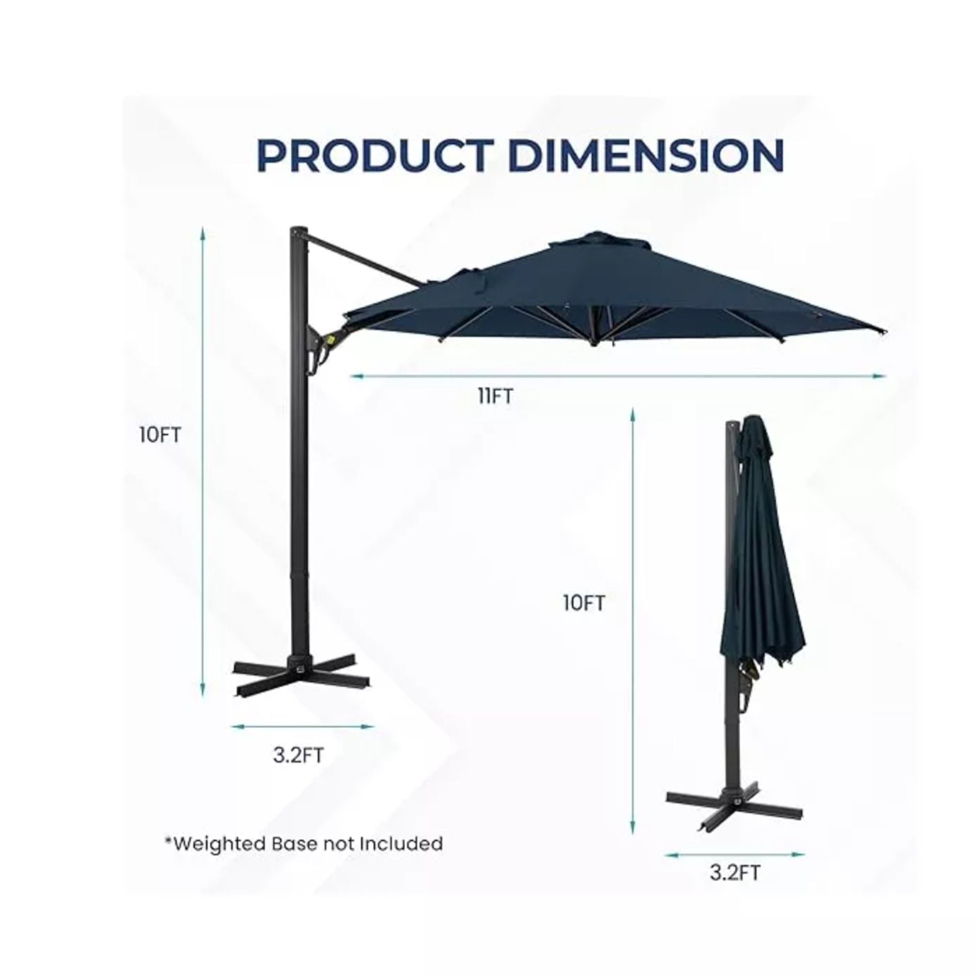 Round Cantilever Patio Umbrella With 360 Rotation & Infinite Tilt Adjustment by HouseOfZazla