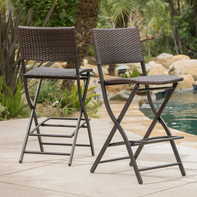 Outdoor Wicker Barstools Faux Rattan Patio Bar Stools - Set of 2 by HouseOfZazla