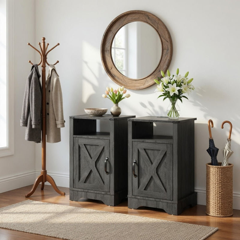 Farmhouse Nightstand, Charging Station & Storage by HouseOfZazla