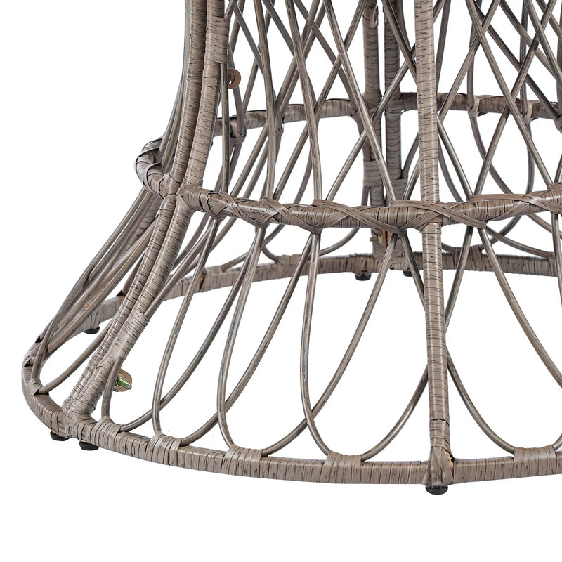 5-Piece Outdoor Dining Set: Brown Round Acacia Wood Table & 4 Brown Wicker Armchairs by HouseOfZazla