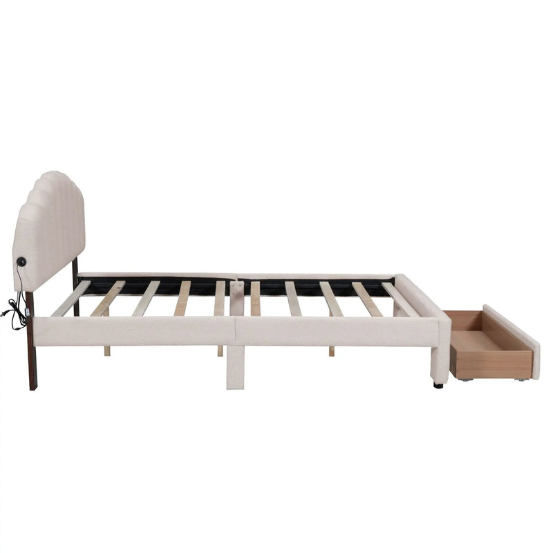 Upholstered Platform Bed With Drawer by HouseOfZazla