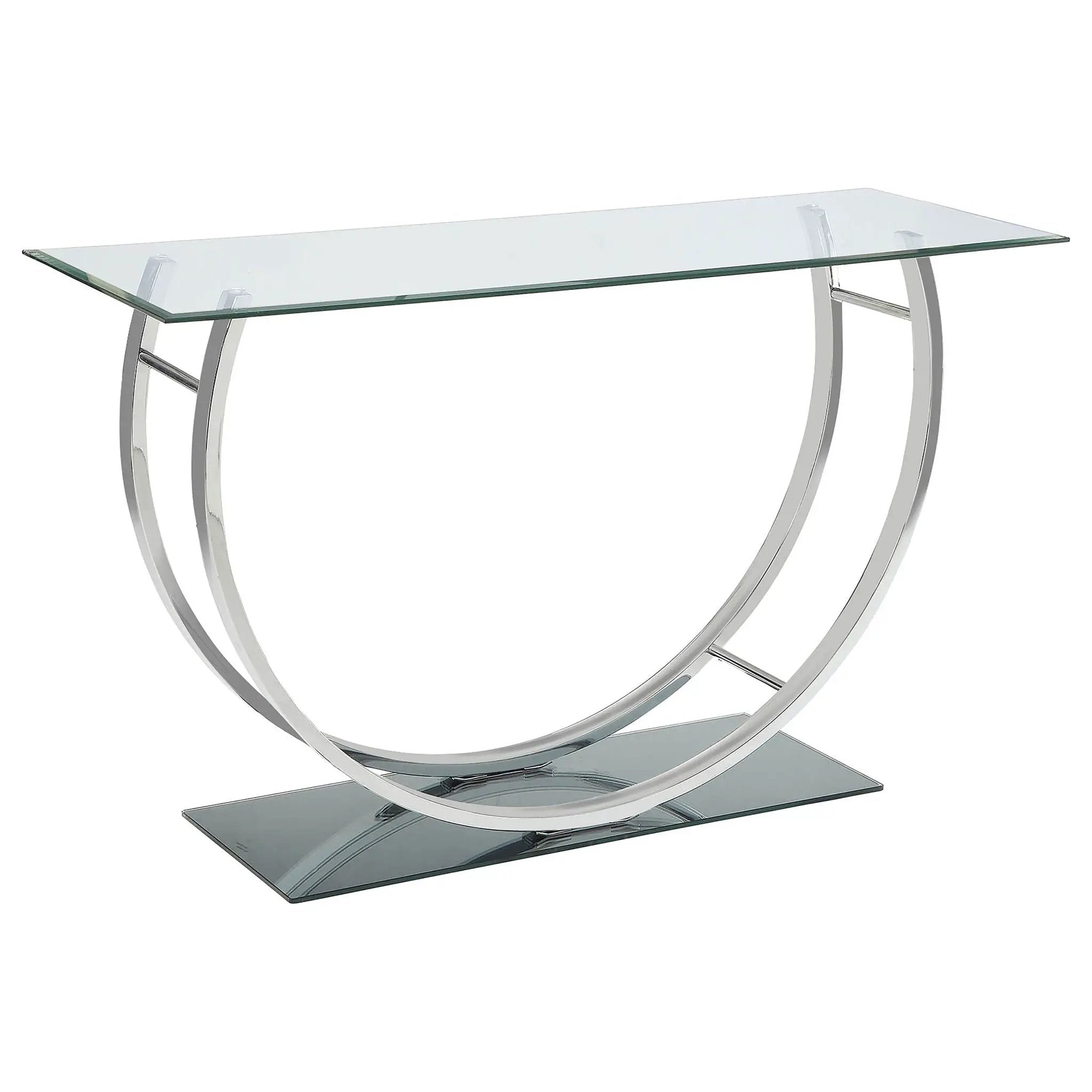 Danville U-shaped Glass Top Entryway Console Table Chrome by Unique Piece Furniture