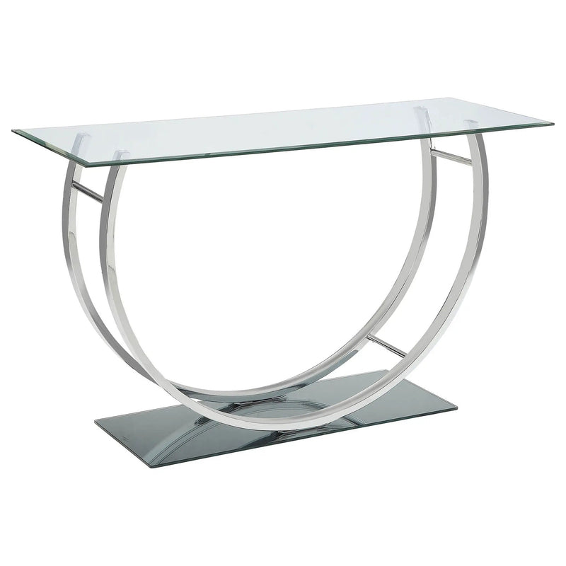 Danville U-shaped Glass Top Entryway Console Table Chrome by Unique Piece Furniture
