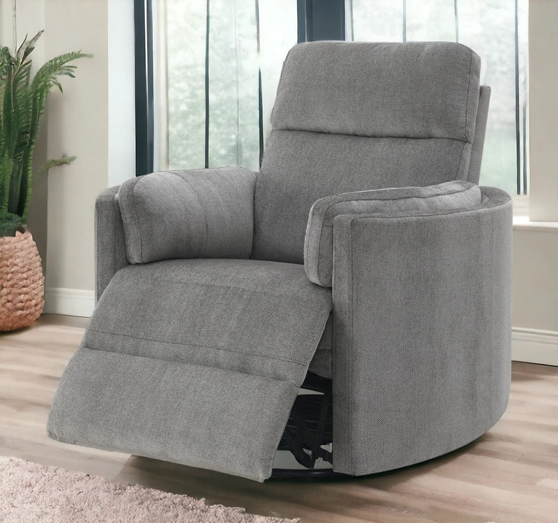 Sagen Charcoal Chenille Glider Recliner with Swivel by HouseOfZazla