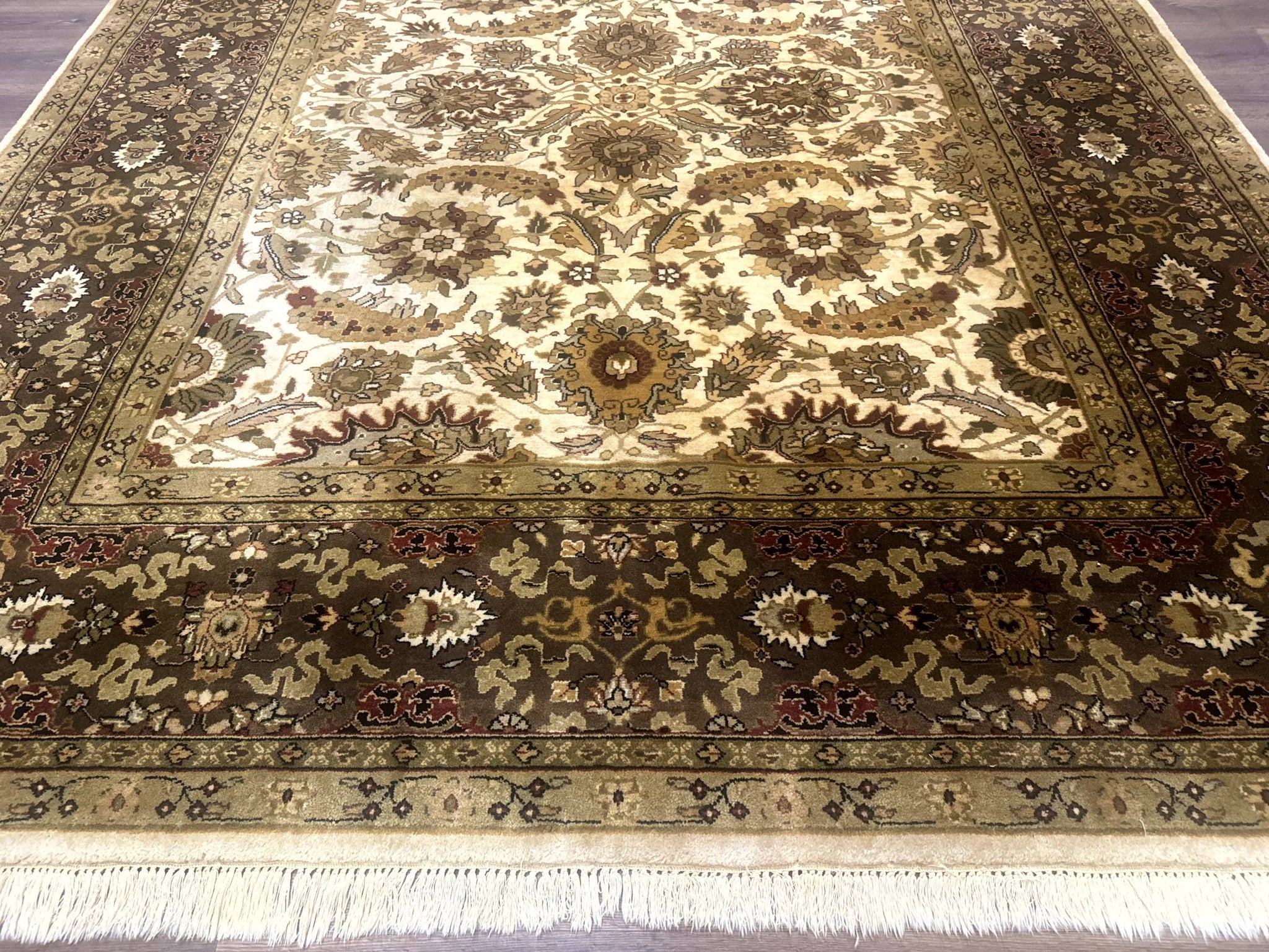 Indo Persian Mahal Rug 8x10, Floral Traditional Wool Oriental Carpet by Jewel Rugs