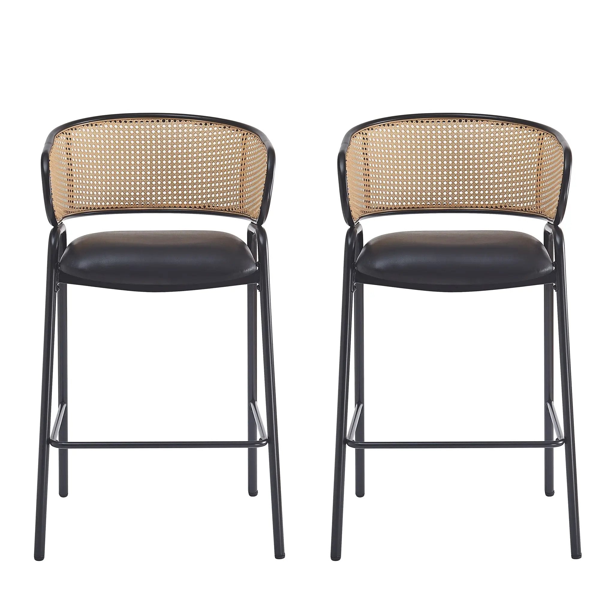 Ethan Indoor Metal Upholstered Barstool Set of 2 by HouseOfZazla