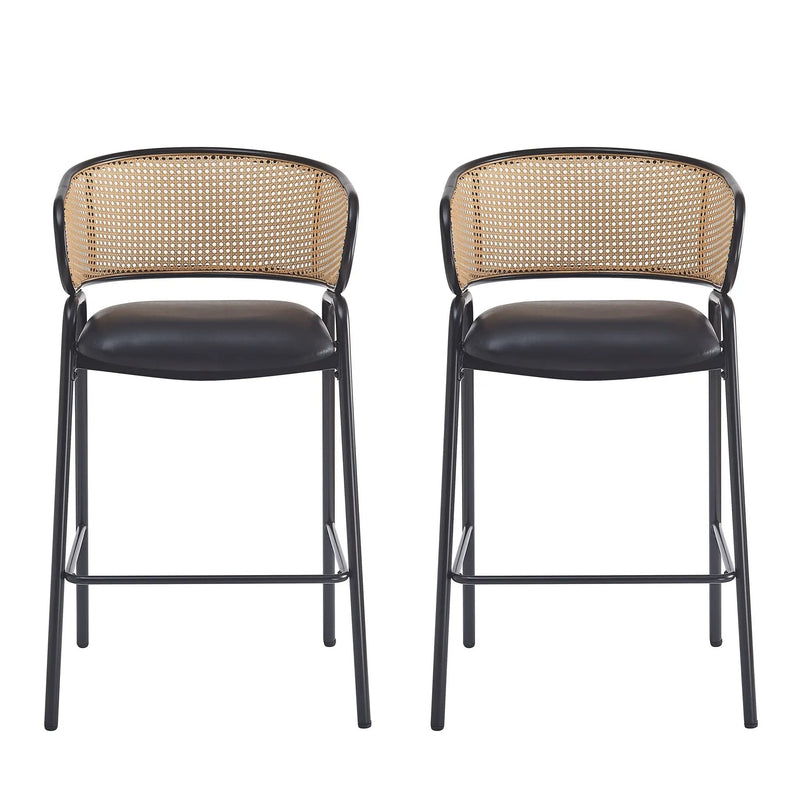 Ethan Indoor Metal Upholstered Barstool Set of 2 by HouseOfZazla
