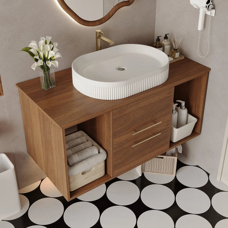Wall-Mounted Bathroom Vanity with Ceramic Sink by HouseOfZazla