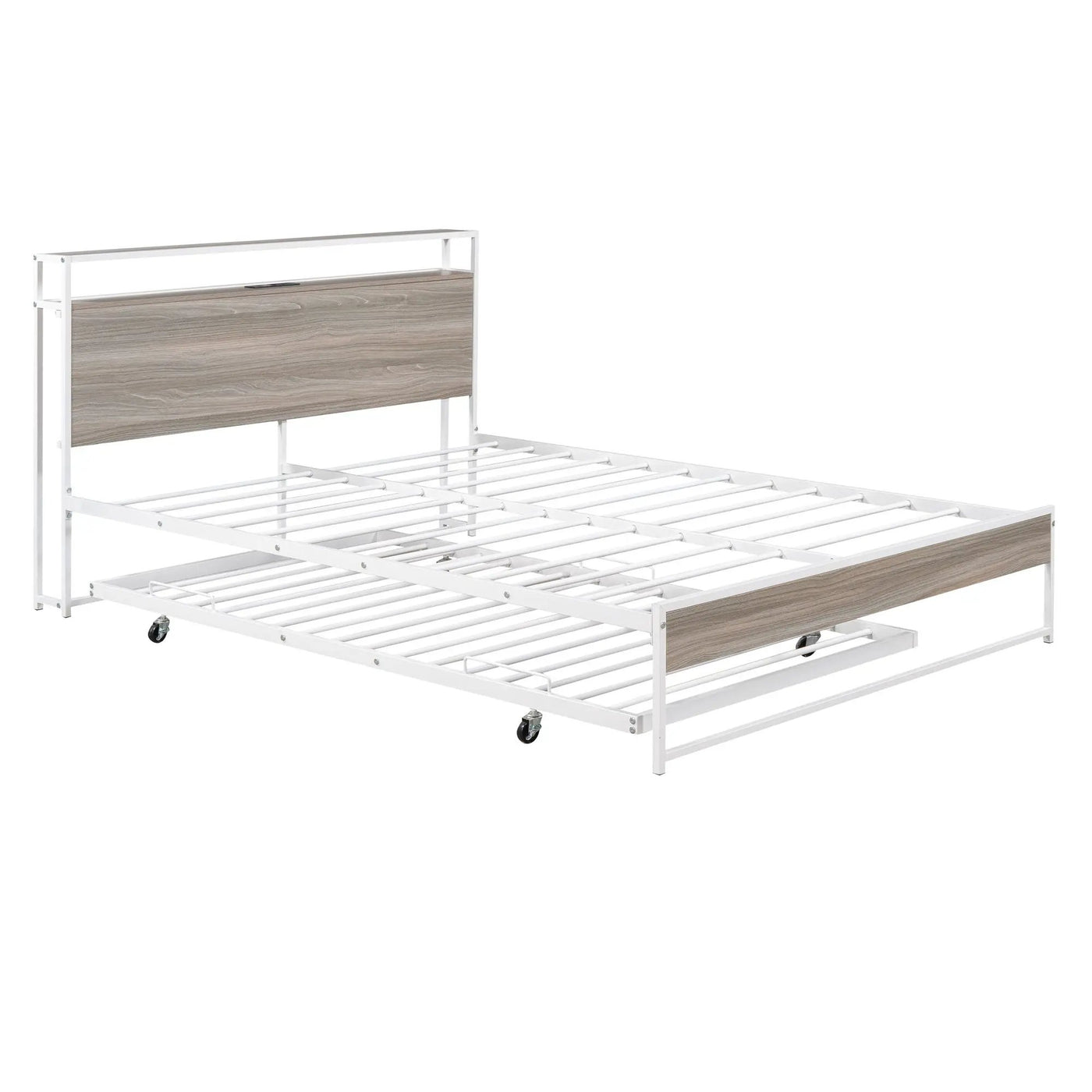 Platform Bed Frame With Trundle, USB Ports And Slat Support, No Box Spring Needed by Unique Piece Furniture
