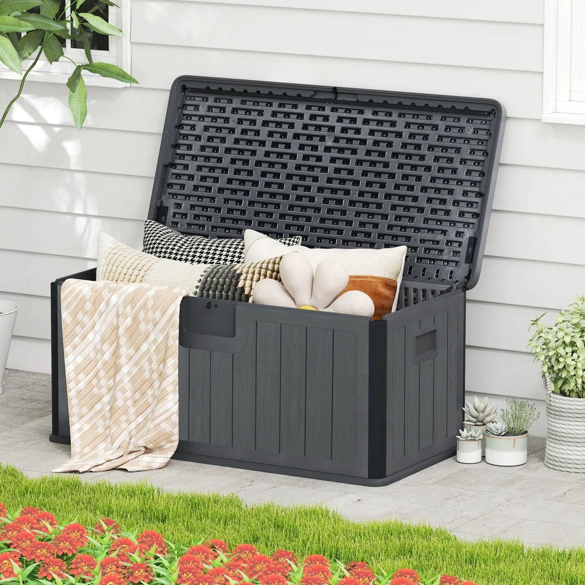 100 Gallon Large Deck Box with Lockable Lid for Patio, photo 12 of 32