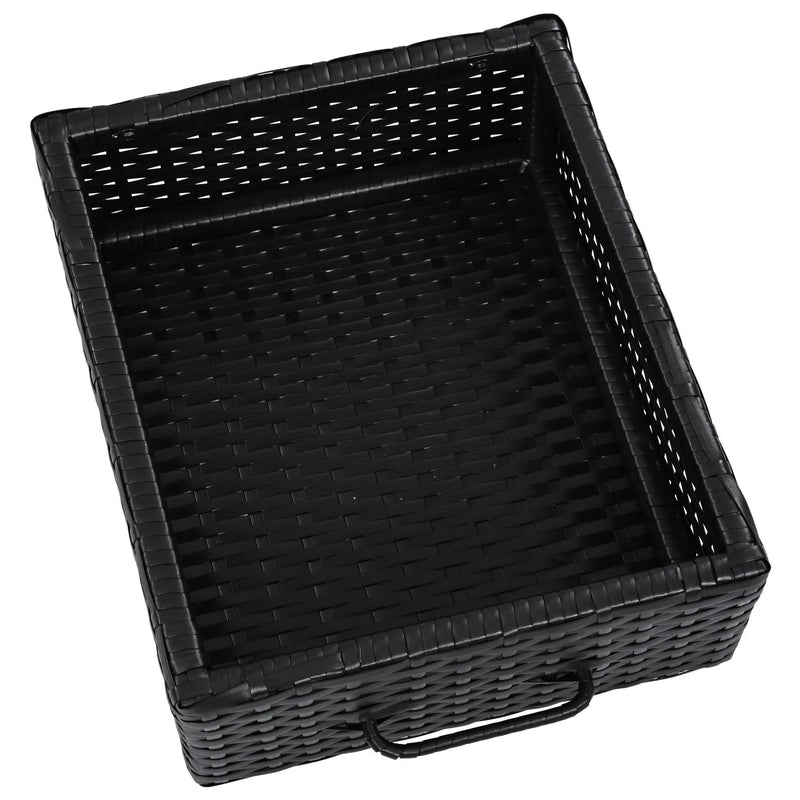 K&K 47.5"W Wicker Outdoor Storage Cabinet with Tempered Glass Top by HouseOfZazla