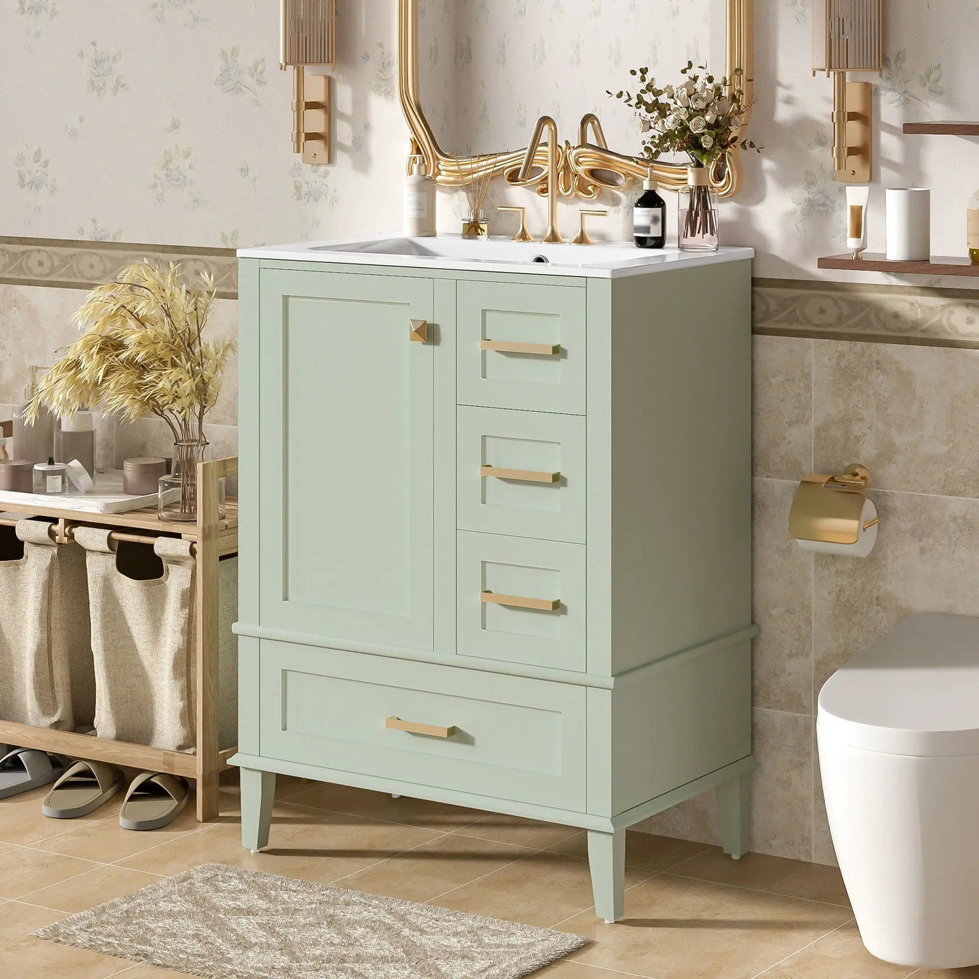 Bathroom Vanity, Modern Bathroom Cabinet With Sink Combo Set, Bathroom Storage Cabinet With A Soft Closing Door And 3 Drawers, Solid Wood Frame by Unique Piece Furniture