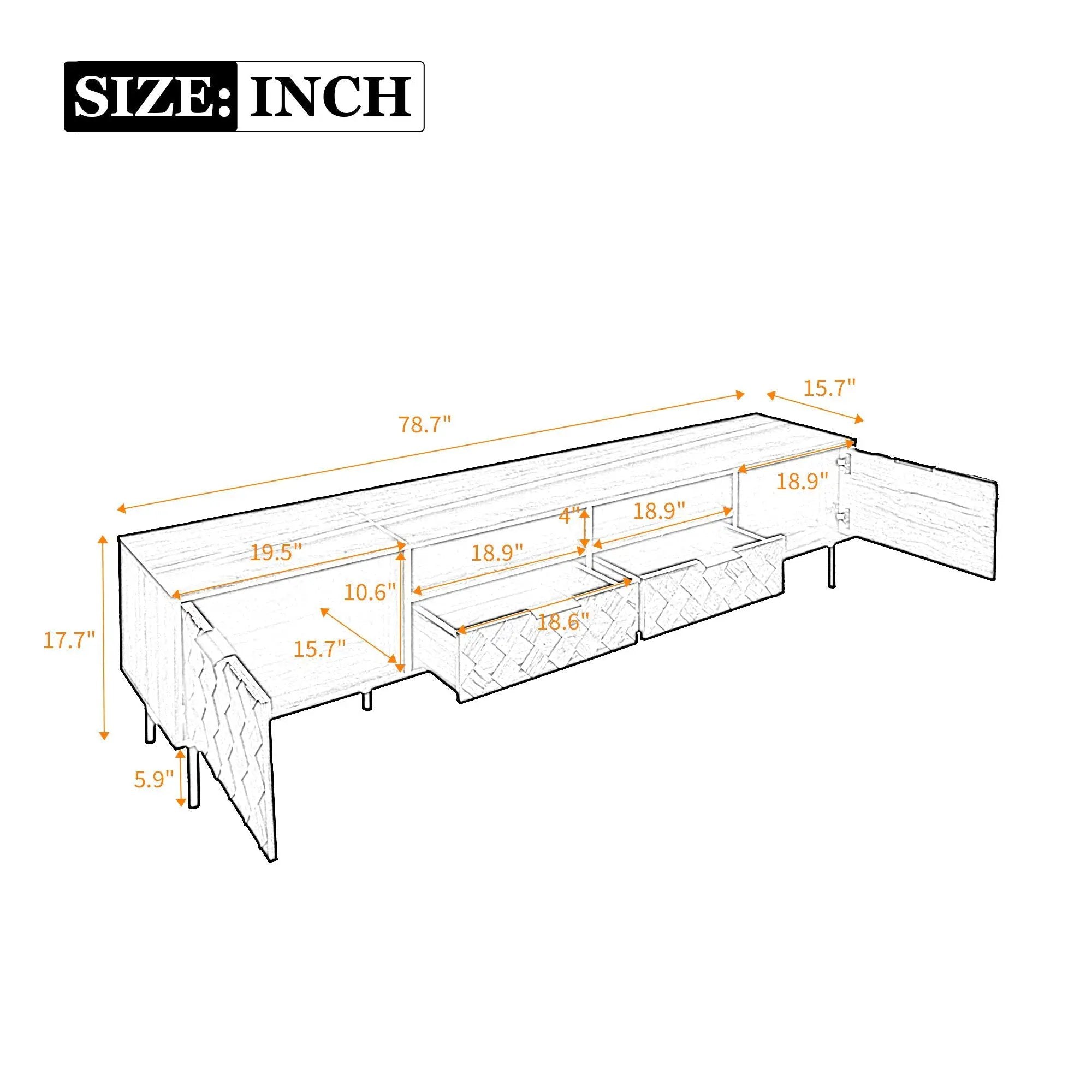 TV Stand For TVs Up To 85" With Closed Storage, Soft Closing Hinges, Living Room Entertainment Center - Walnut by Unique Piece Furniture