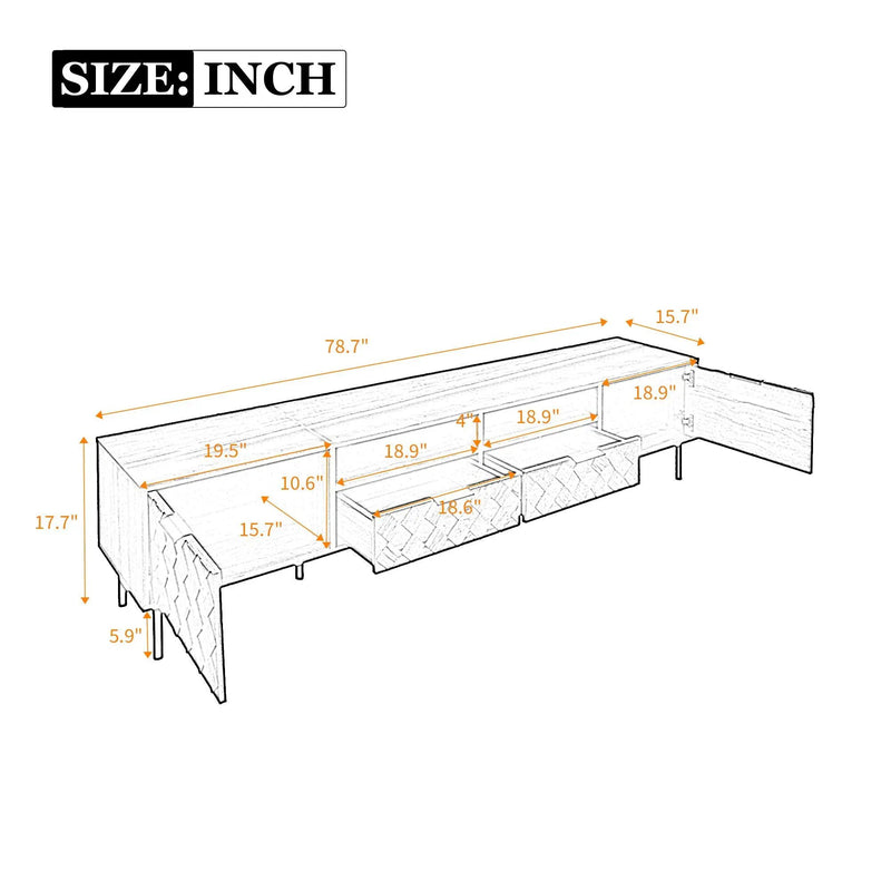 TV Stand For TVs Up To 85" With Closed Storage, Soft Closing Hinges, Living Room Entertainment Center - Walnut by Unique Piece Furniture
