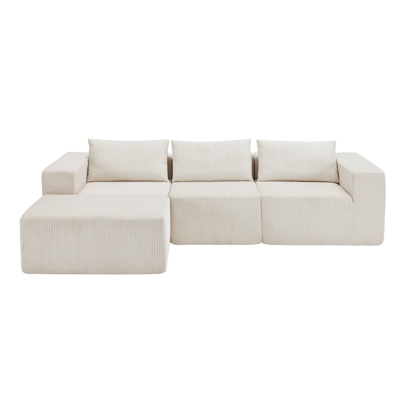 107" Compressed Sectional Sofa (Beige) by HouseOfZazla