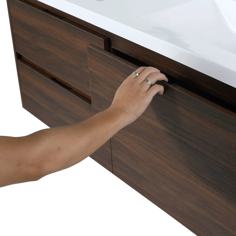 Modern Floating Bathroom Vanity With Dual Resin Sink, Soft Close Drawers by HouseOfZazla