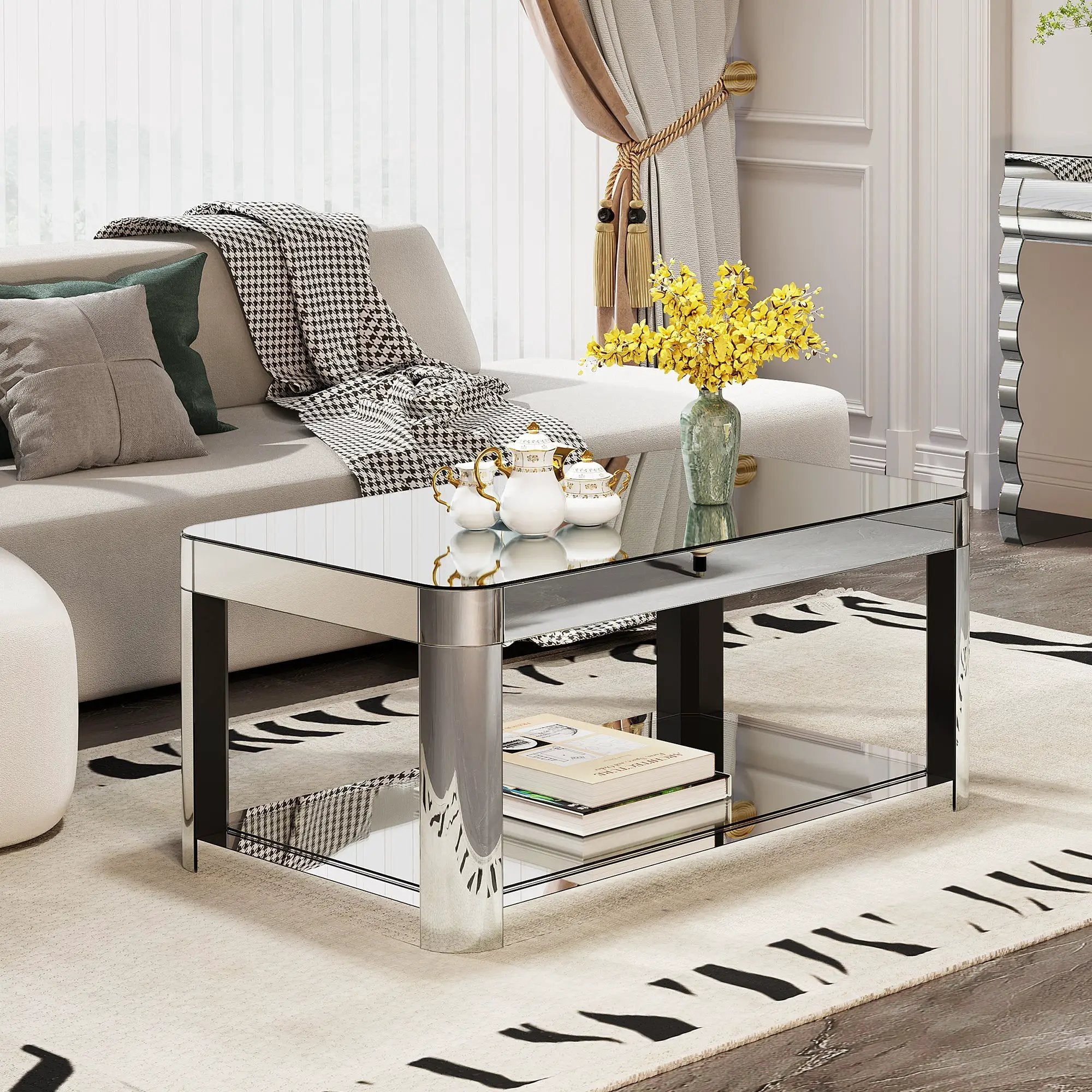 Baked Curved Mirror Coffee Table for Living Room by HouseOfZazla
