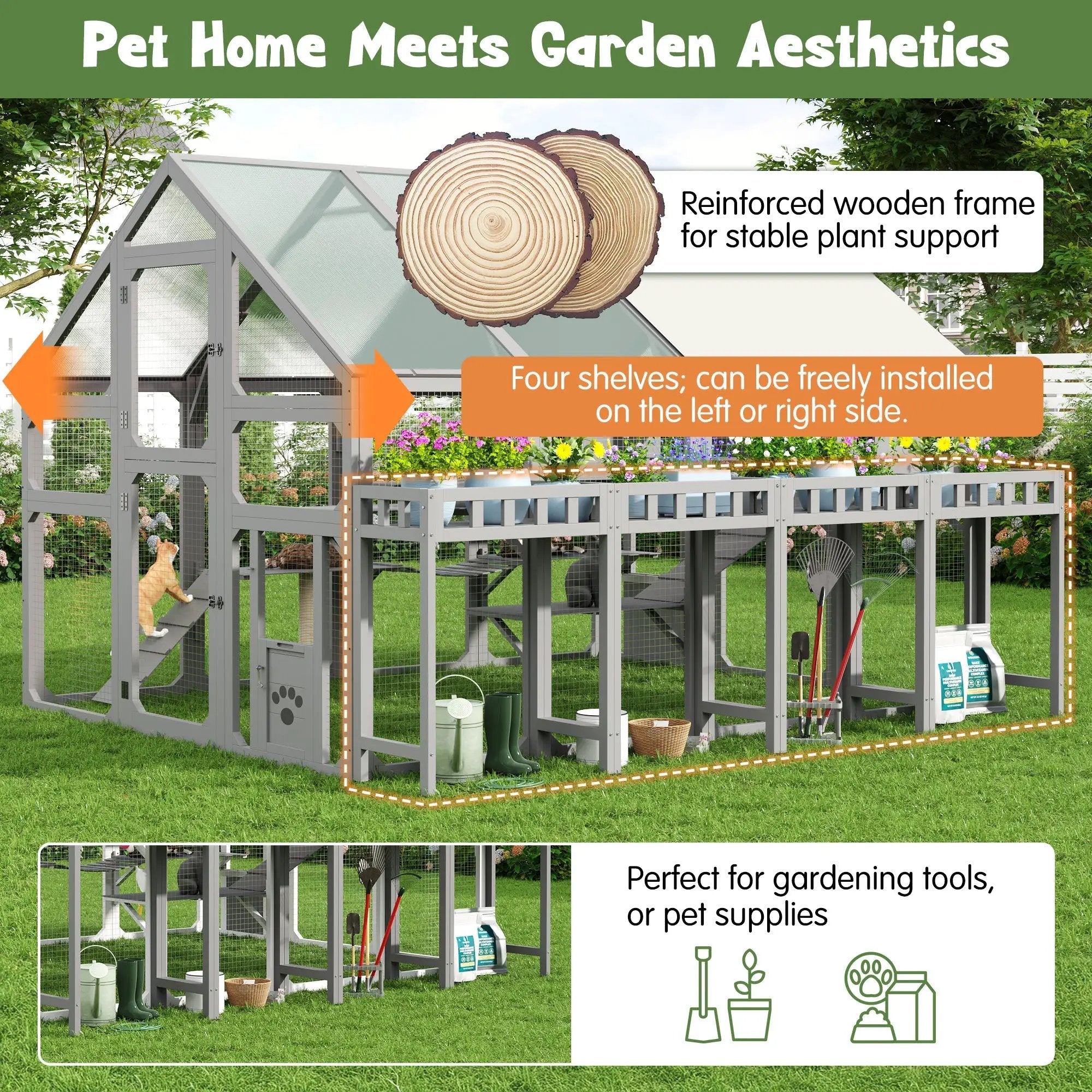 Large Outdoor Cat House with Planter Stand by HouseOfZazla