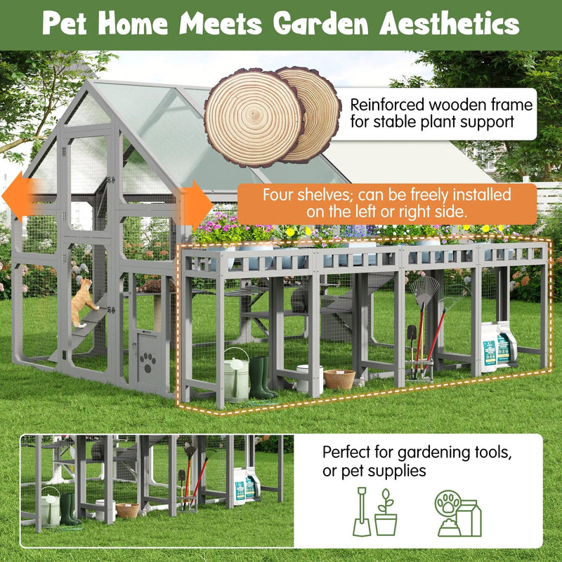 Large Outdoor Cat House with Planter Stand by HouseOfZazla