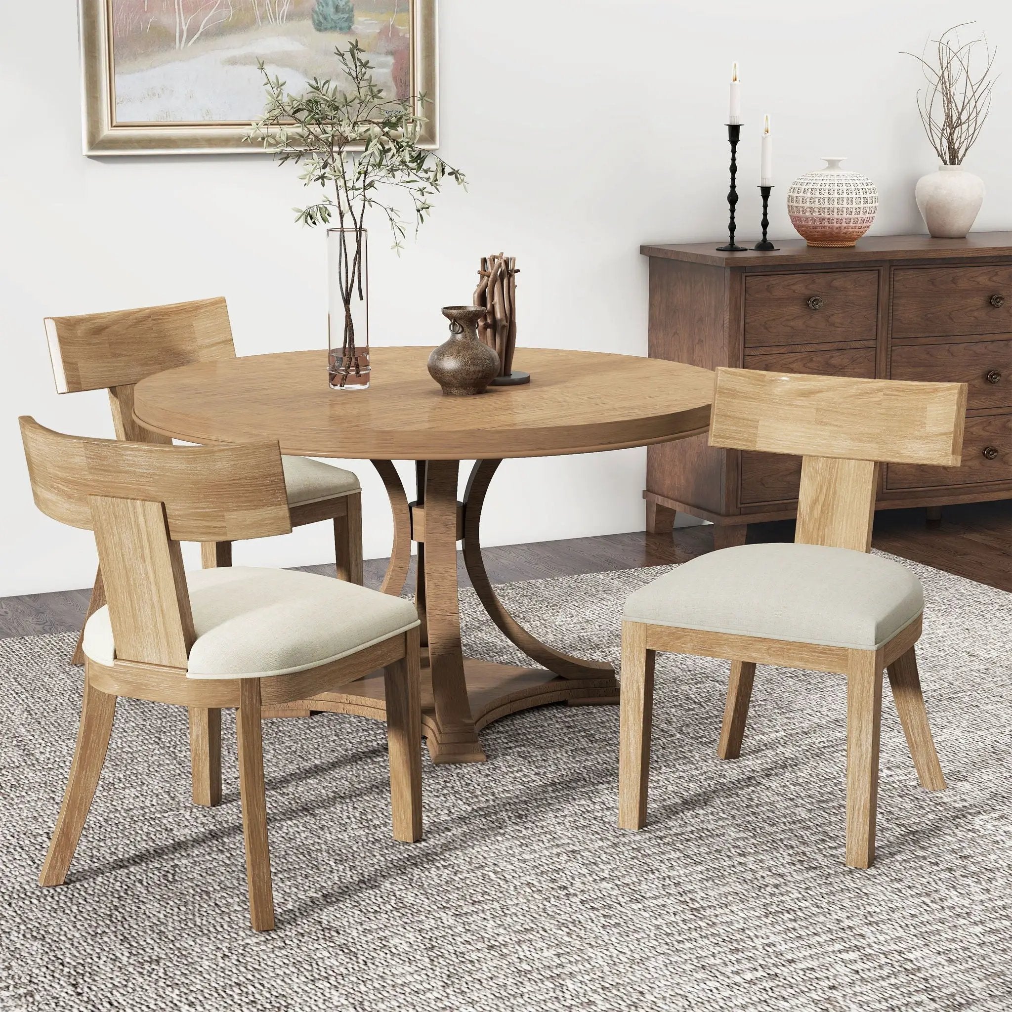 Contemporary Fabric Upholstered Side Dining Chairs Set With Curved Back by HouseOfZazla
