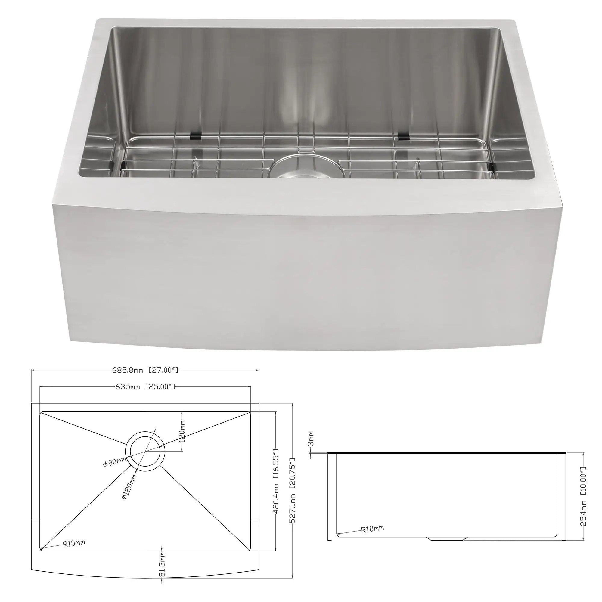 Farmhouse Kitchen Sink Stainless Steel Apron Front by HouseOfZazla