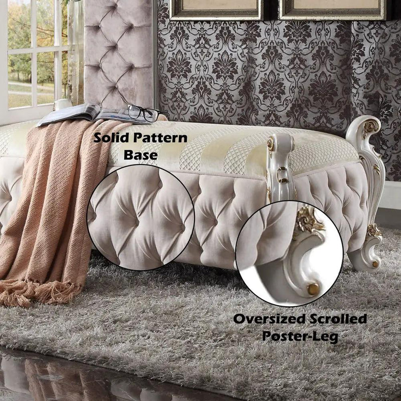 Picardy - Bench - Fabric & Antique Pearl by Unique Piece Furniture