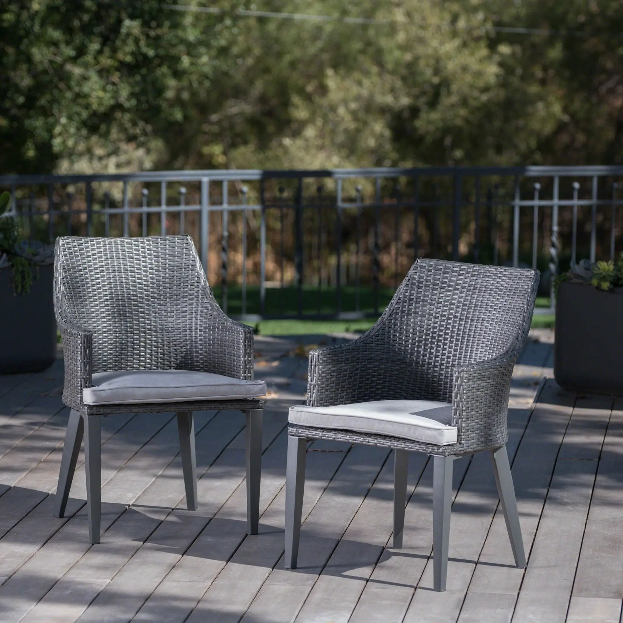 Hillhurst Outdoor Chair Set of 2 with Weather Resistant Cushions by HouseOfZazla