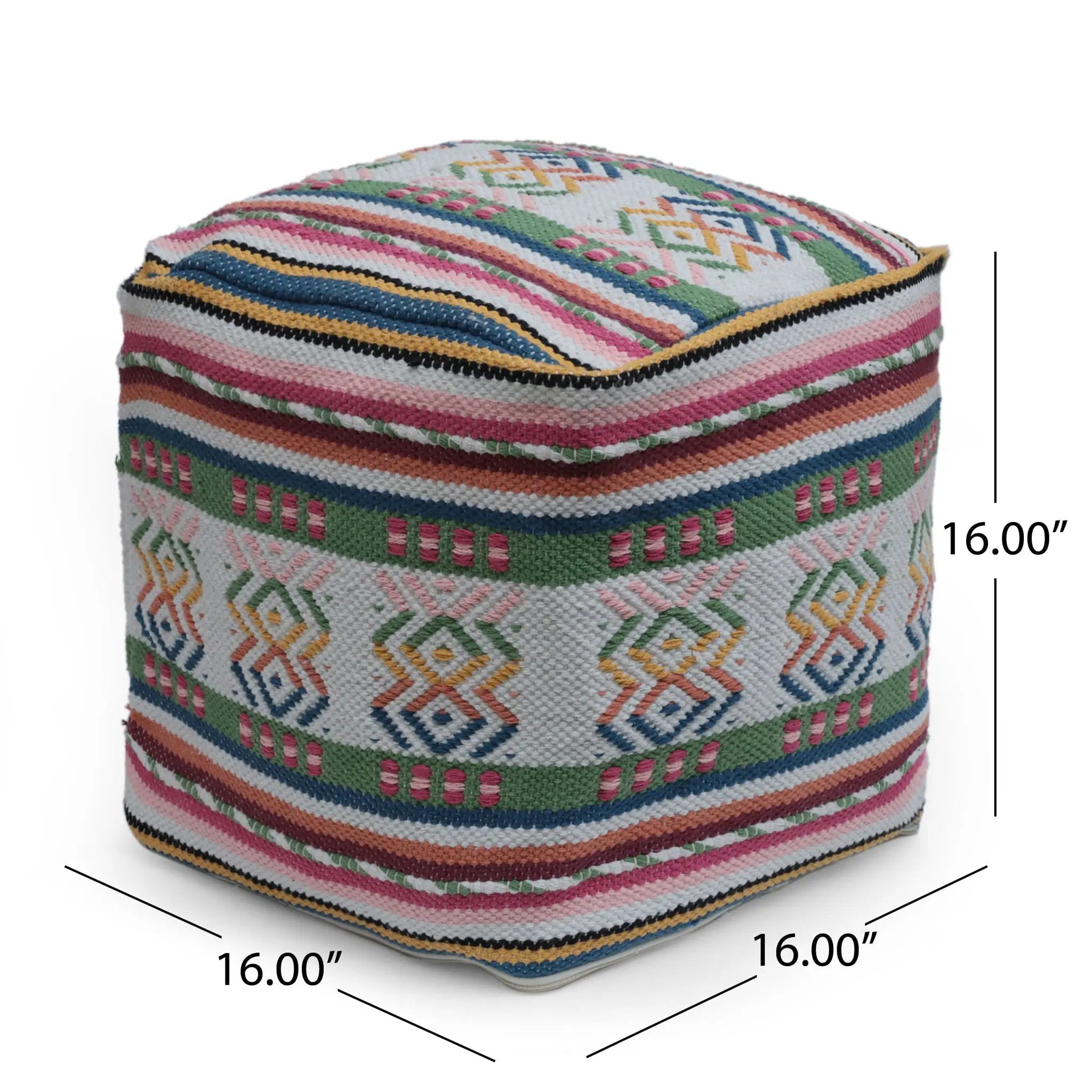 Inca - Handcrafted Peruvian Print Square Pouf Ottoman - Multicolor by Unique Piece Furniture