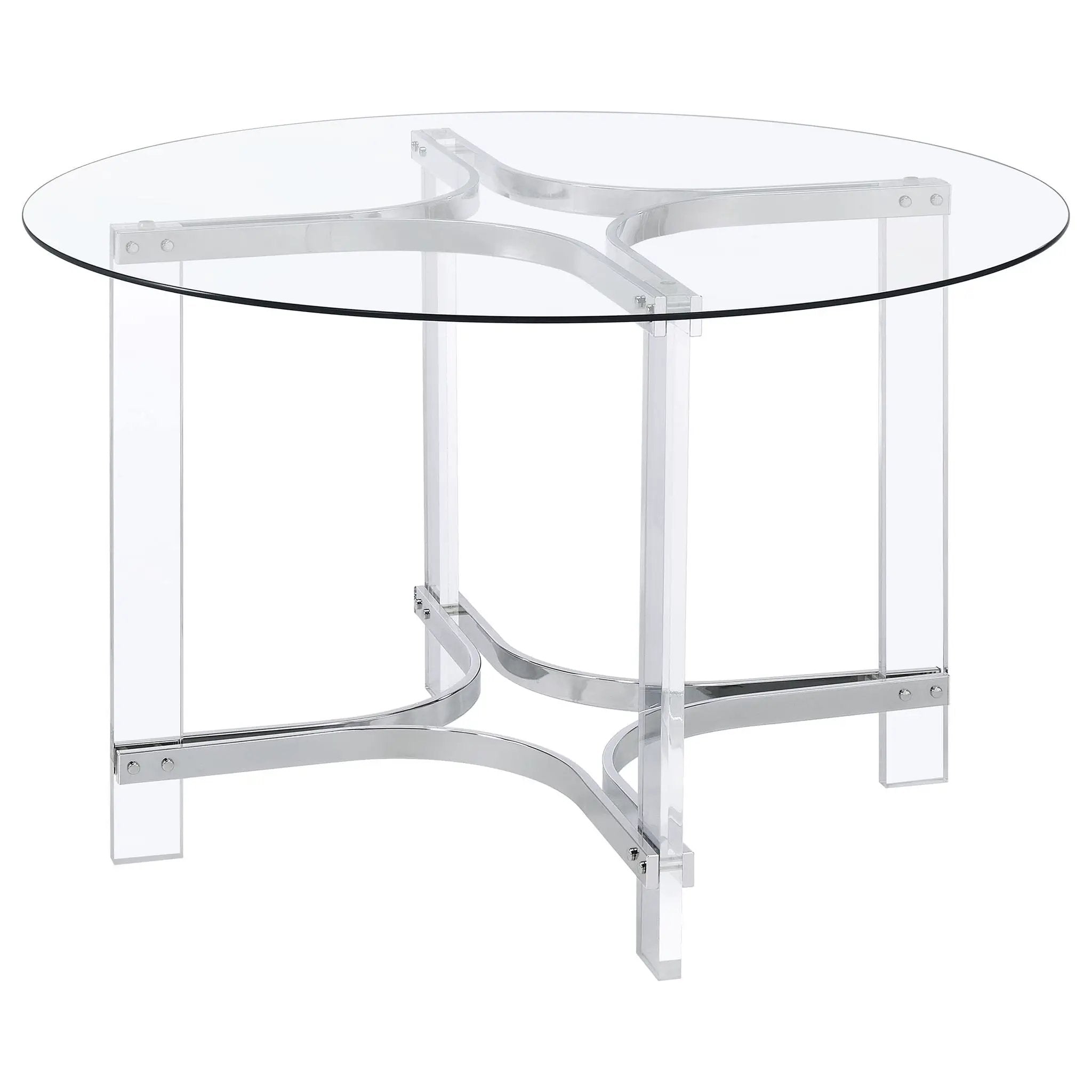 Keeling 5-piece Round Glass Top Acrylic Dining Set Chrome by Unique Piece Furniture