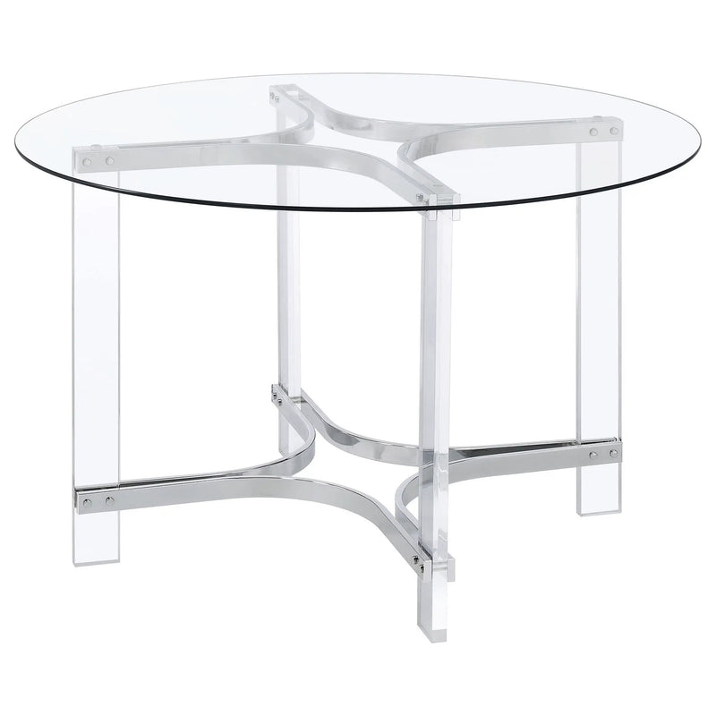 Keeling 5-piece Round Glass Top Acrylic Dining Set Chrome by Unique Piece Furniture