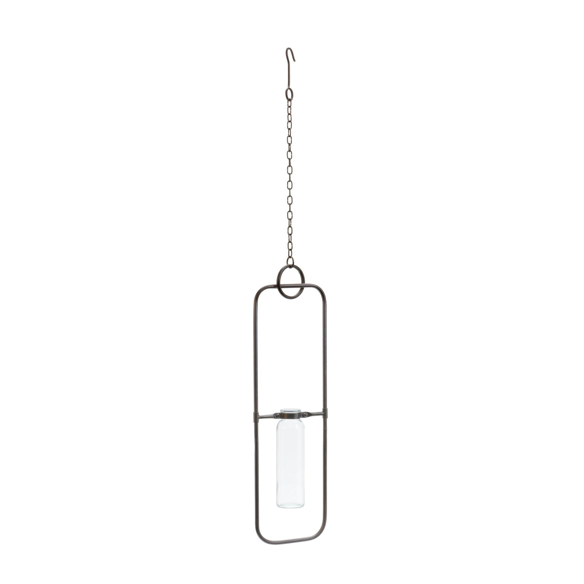 Hanging bottle vase in metal frame (set of 2)
