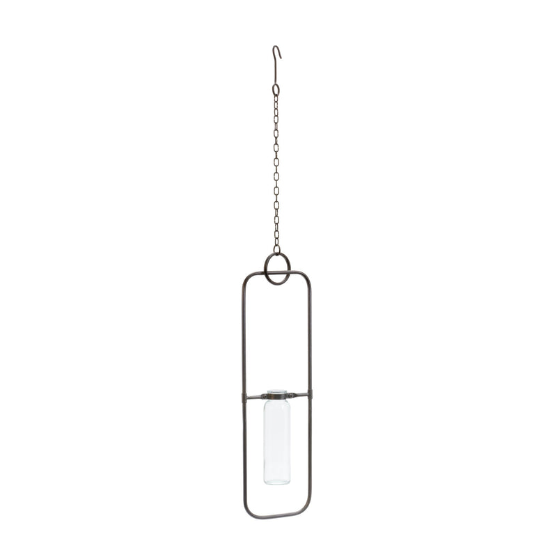 Hanging bottle vase in metal frame (set of 2)