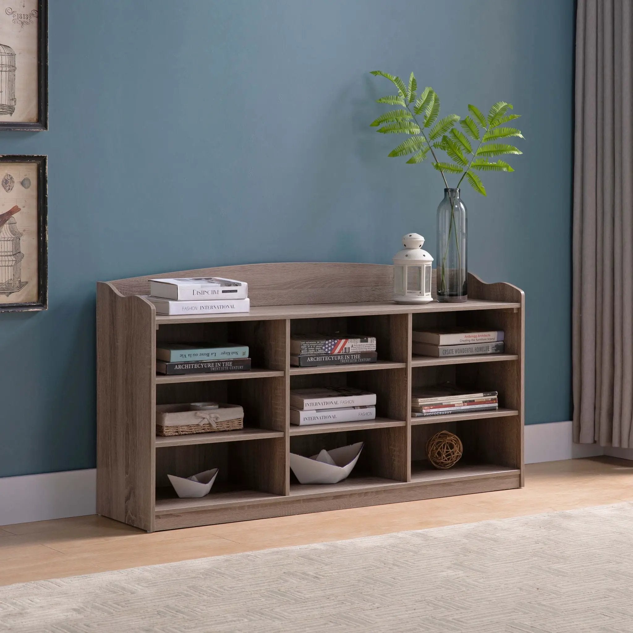 Entryway Shoe Storage Bench, Nine Storage Shelves, Entryway Organizer by Unique Piece Furniture