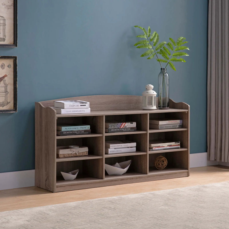 Entryway Shoe Storage Bench, Nine Storage Shelves, Entryway Organizer by Unique Piece Furniture
