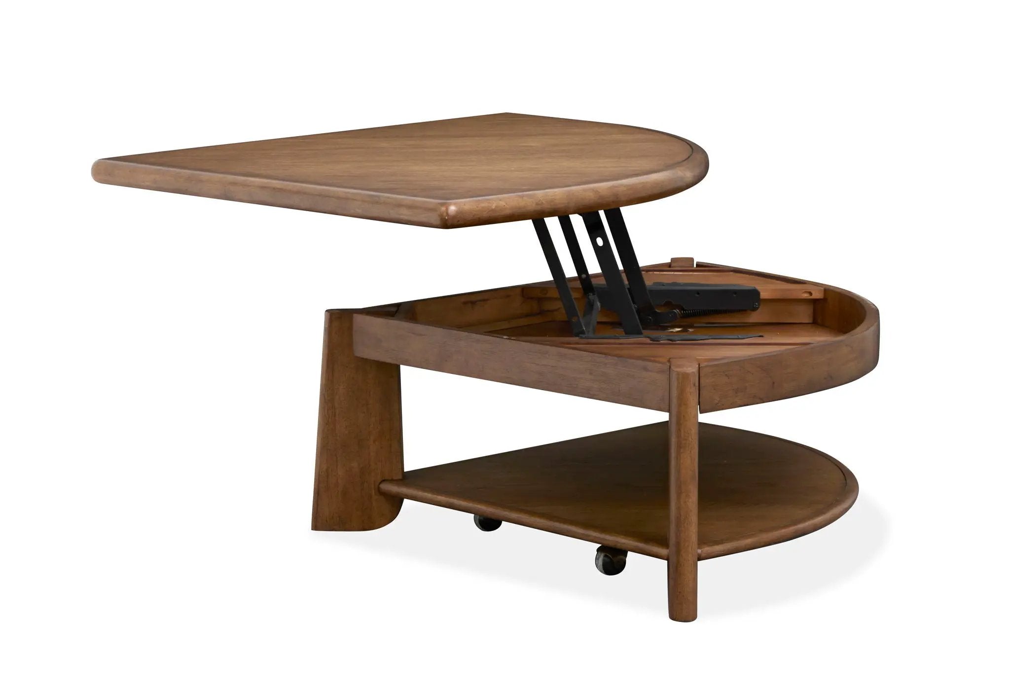 Tanner - Pie Shaped Lift Top Cocktail Table With Casters - Tawny Brown by Unique Piece Furniture