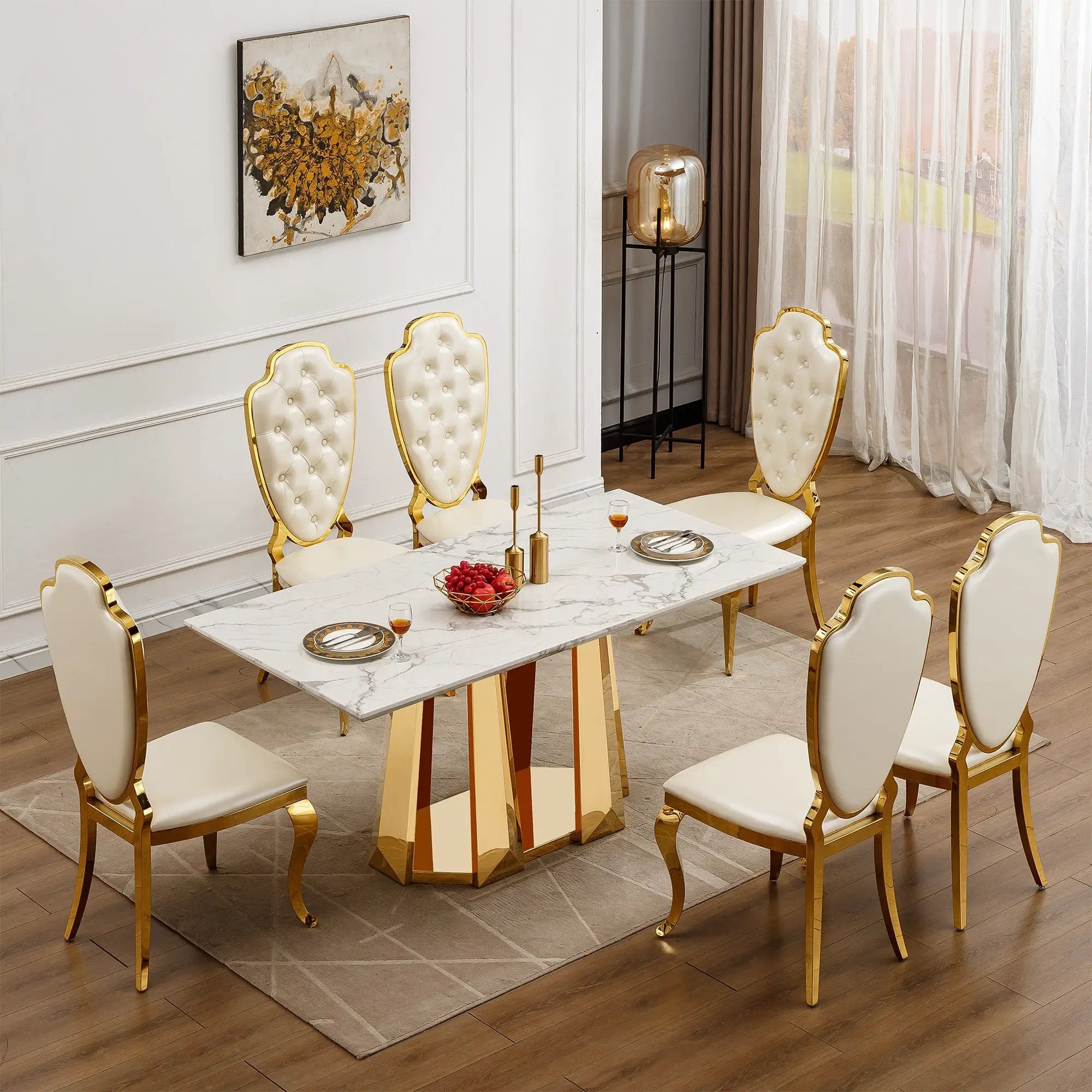 70'' Faux Marble Dining Table for 6 People by HouseOfZazla